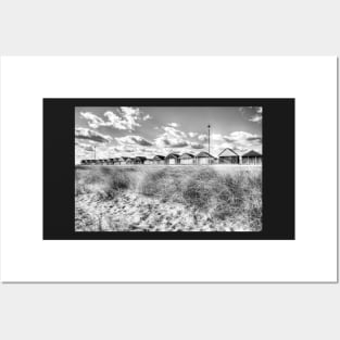 Chapel St Leonards Beach Huts, Black And White Posters and Art